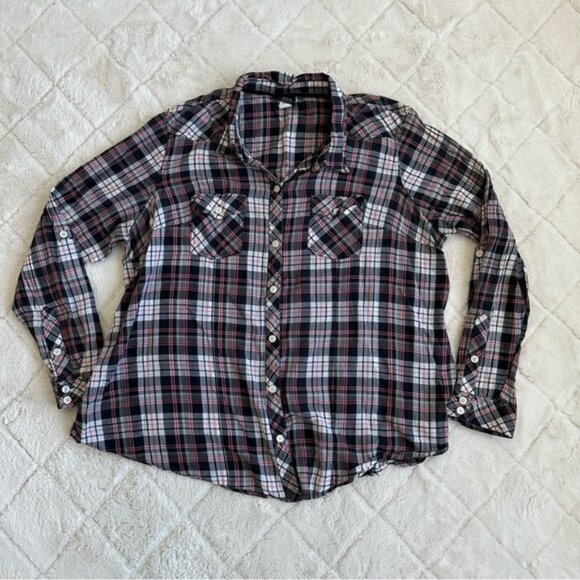 Torrid | Parker Plaid Long Sleeve Front Button Up Camp Shirt | size 0 - Picture 6 of 13